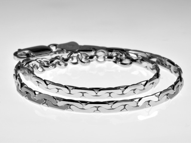 Stříbrný řetízek 23-26cm, šířka 3,5mm - rhodiovaný - 6,1gr