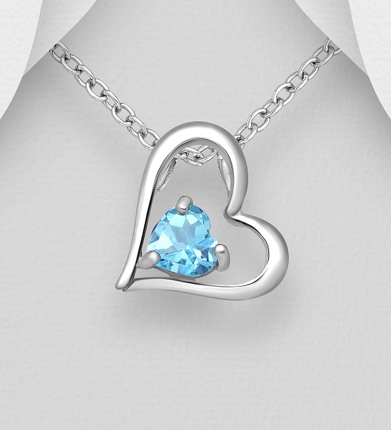 1,4gr přívěsek srdce Topaz Blue