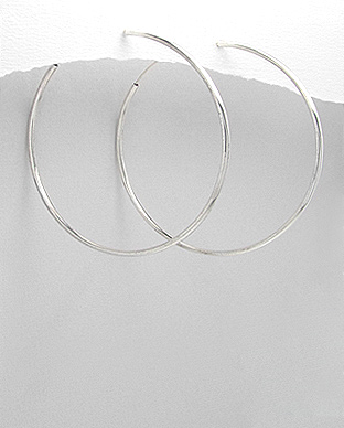 Náušnice kruhy 60x2mm stříbrné