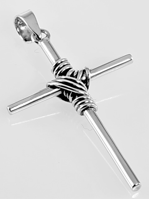 Přívěsek křížek 43x25mm - stříbro