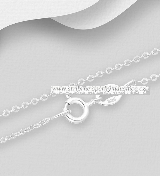 Stříbrný řetízek 55cm - síla 1,5mm ovály, rhodiovaný ANKR - 2,2gr