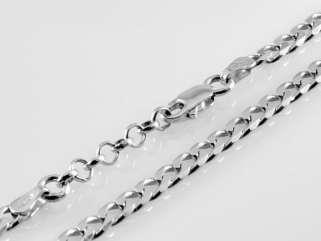 Řetízek na nohu 24-26cm, pancr, síla 3,7mm - rhodiováno