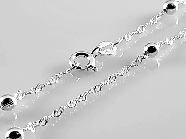 Stříbrný řetízek 50cm, síla 2mm s kuličkami stříbrný - 2,9gr
