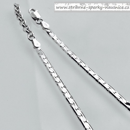 Stříbrný řetízek 23-26cm, šířka 3,5mm - stříbrný - 6,1gr