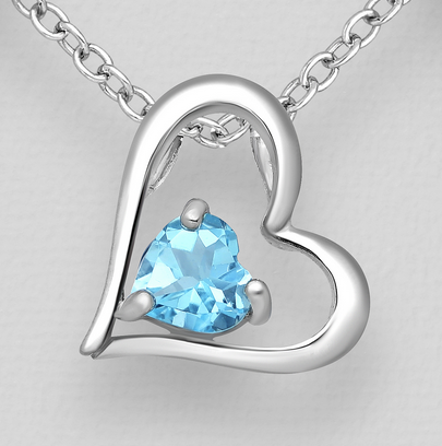1,4gr přívěsek srdce Topaz Blue