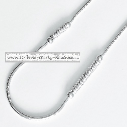 Řetízek na nohu 23-26cm s kuličkami a spirálou - rhodiovaný - 6,1gr