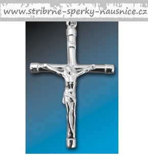 60mm přívěsek křížek s Kristem - rhodiovaný 4,6gr