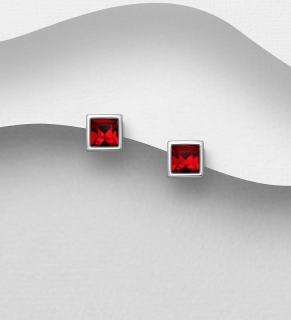 1,3gr náušnice Red kostky 5mm