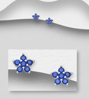 1gr náušnice modrá kytka