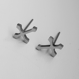 Ocelové náušnice kříže 11x7mm
